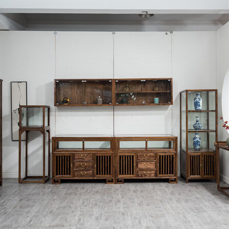 新中式实木珠宝展示柜玻璃展柜玉器首饰精品货架陈列柜中岛台壁柜