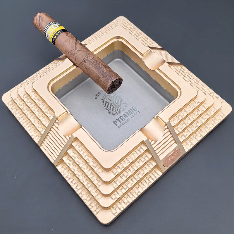 复古雪茄烟灰缸大口径灭烟槽金属创意大气烟缸礼物高级感茶几装饰