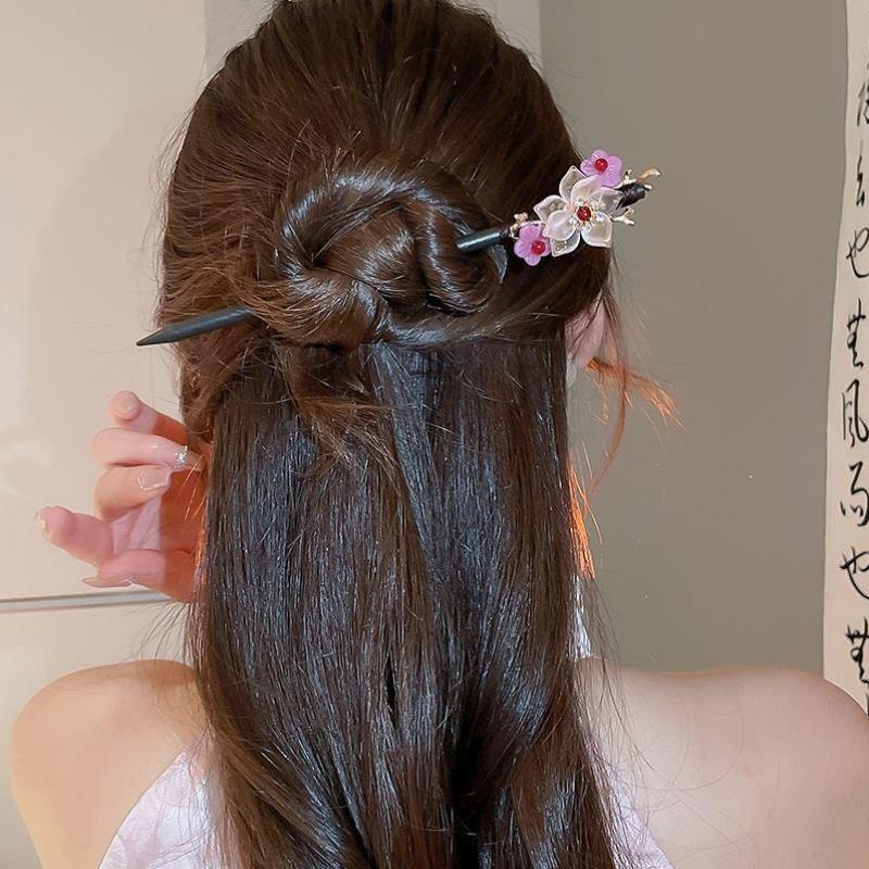 超仙新中式！粉色花朵发簪！古风汉服高级感发钗旗袍盘发头饰发饰