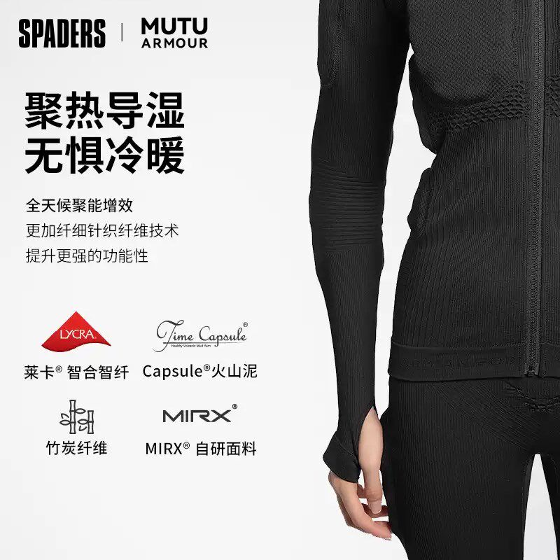 MUTU 24/25新款单双板专业滑雪护具上衣 分体护膝护臀 黑桃雪具