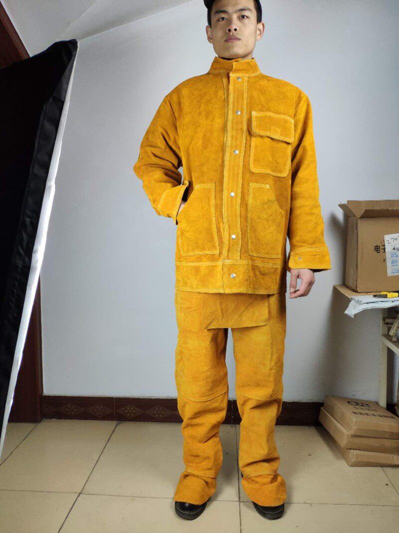 牛皮电焊工防护服烧焊工作服焊接隔热防烫保护衣防辐射黄色专用衣