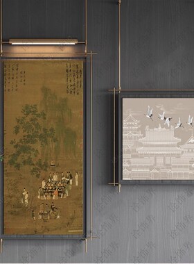 法式中国风玄关入户金属杆装饰画壁挂客厅沙发餐厅氛围感装饰壁灯