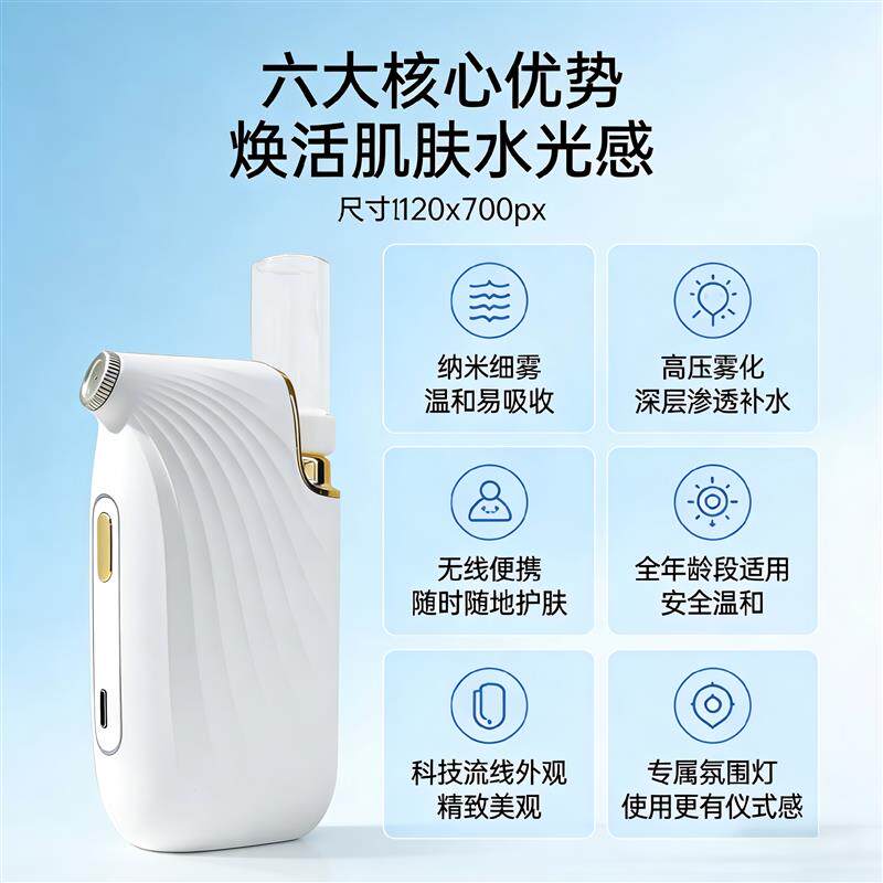注氧仪喷雾家用脸部高压注氧仪纳米雾化补水仪器美容院便携水光仪