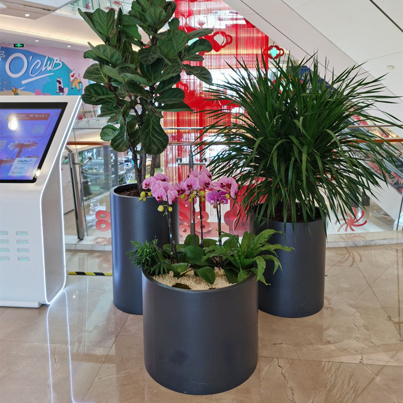 铁艺圆形花盆桶种菜盆阳台户外绿植盆园艺种植箱花槽落地隔断花器