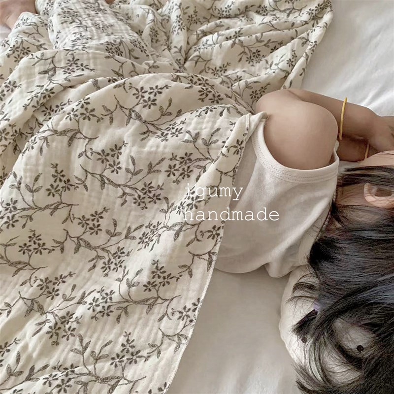 igumyA类新生婴儿六层纱布盖毯空调被子午睡毯宝宝襁褓