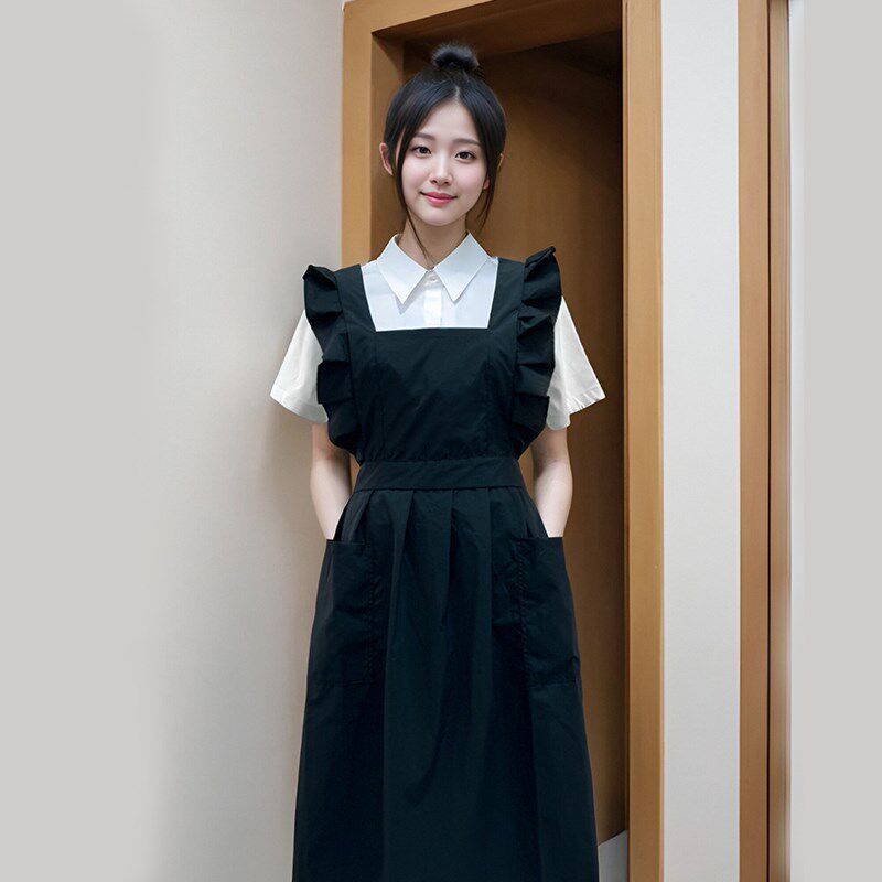 韩版宠物美容师工作服荷叶边复古围裙防泼水不沾毛美容袍美术花艺