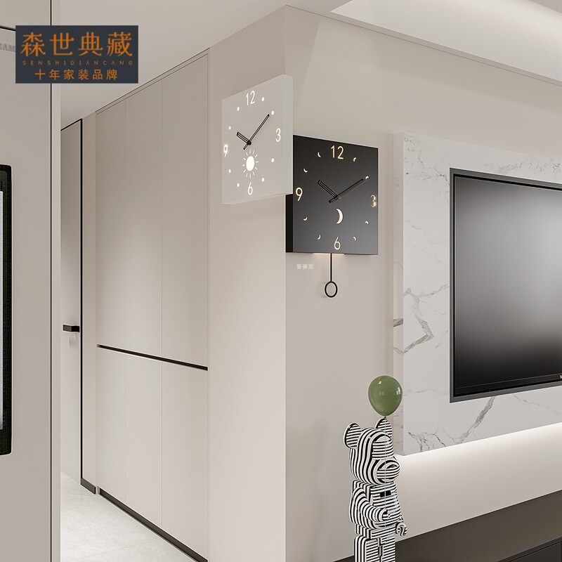 2023年新款客厅转角挂钟双面拐角时钟阳角钟表个性装饰挂表摇摆款
