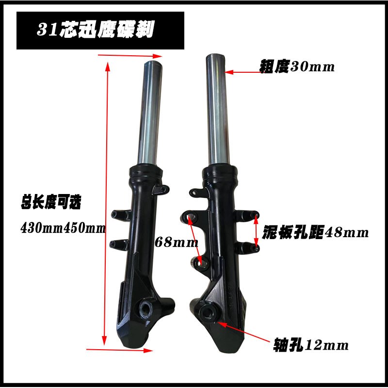 踏板车电动车125迅鹰尚领摩托车前减震器2730芯碟刹前避震器前叉