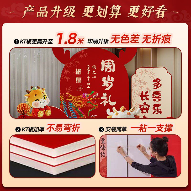 龙宝宝一周岁生日宴布置场景氛围感装饰婴儿抓周礼用品背景墙kt板