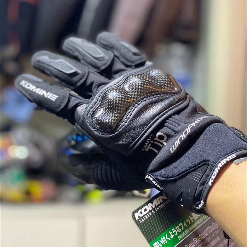 Komine冬季防水短款Boxxer H2O拳击手摩托车骑行手套冬季男女触屏