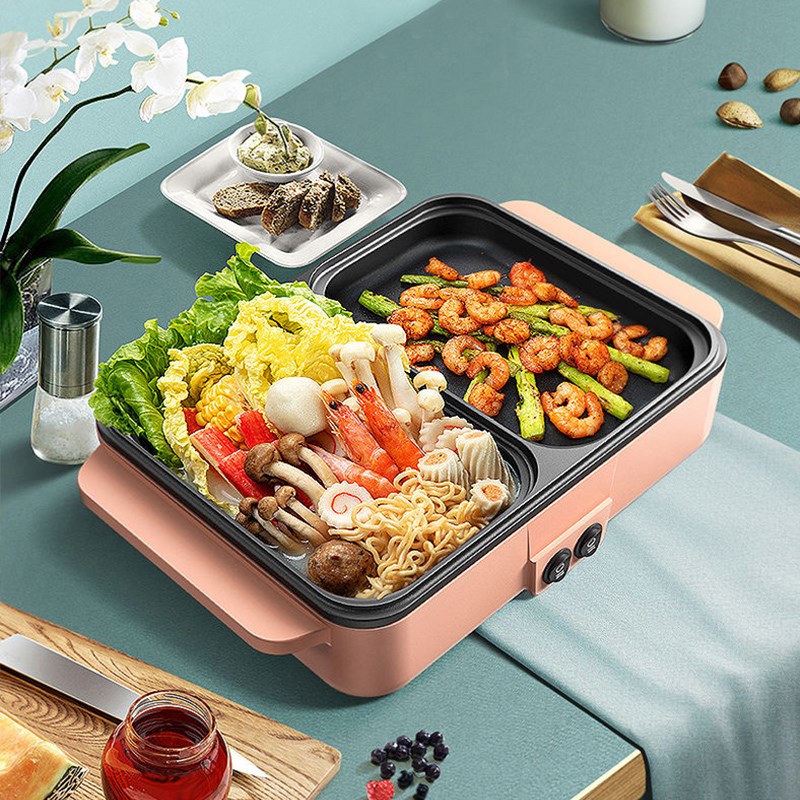 多功能涮烤一体锅宿舍锅电煮锅做饭炒菜烤肉火锅节日礼物团购
