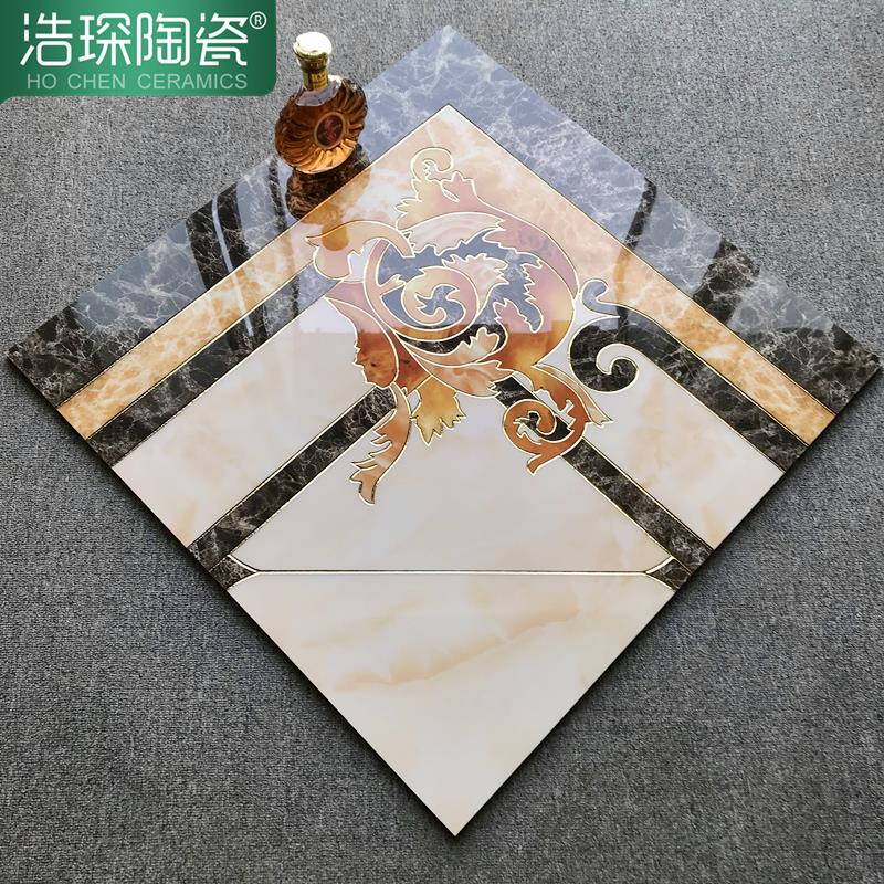 欧式客厅拼花瓷砖走廊过道地砖无限拼微晶石玄关耐磨地心抛晶砖