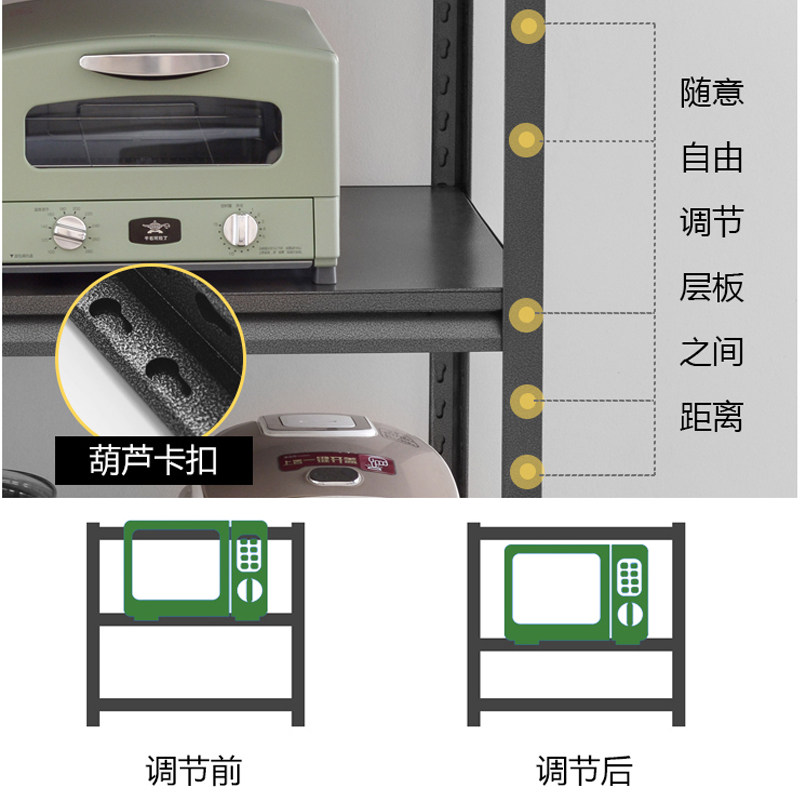 加厚三层五层厨房落地置物架 收纳微波炉储物柜 简约现代金属锅架