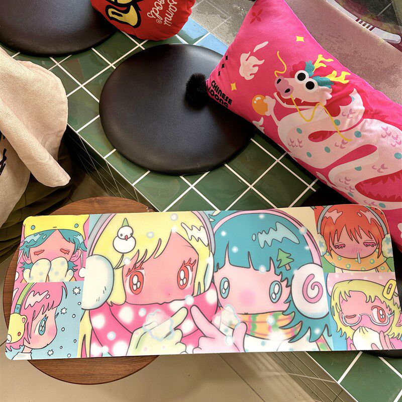 ACCIO鸟鸟一 原创女孩拼格大尺寸pu皮革桌垫鼠标垫办公桌面宿舍
