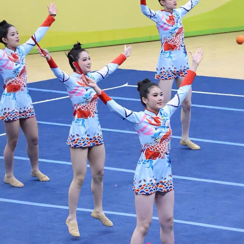 儿童啦啦操演出服长袖新款女童拉拉队表演服啦啦操爵士舞比赛服