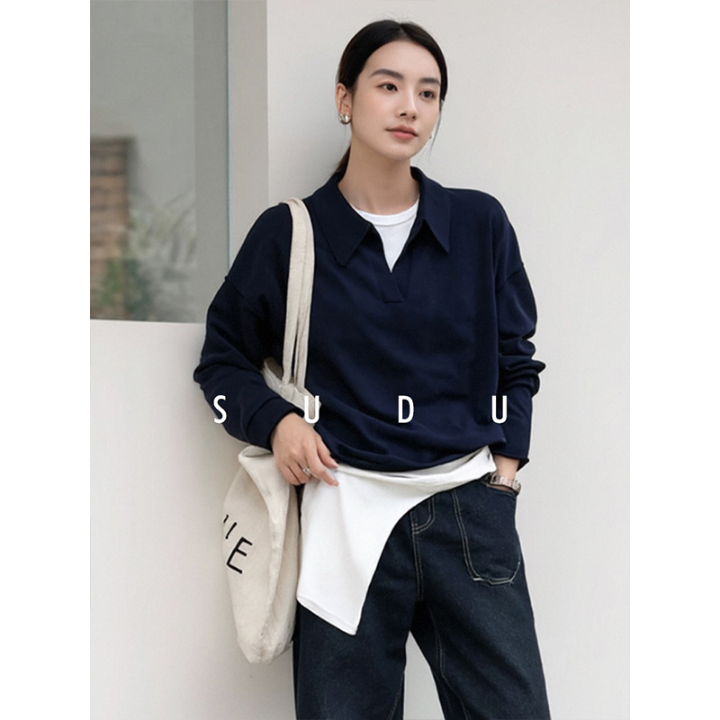 素都POLO高智风纯色针织衫毛衣女