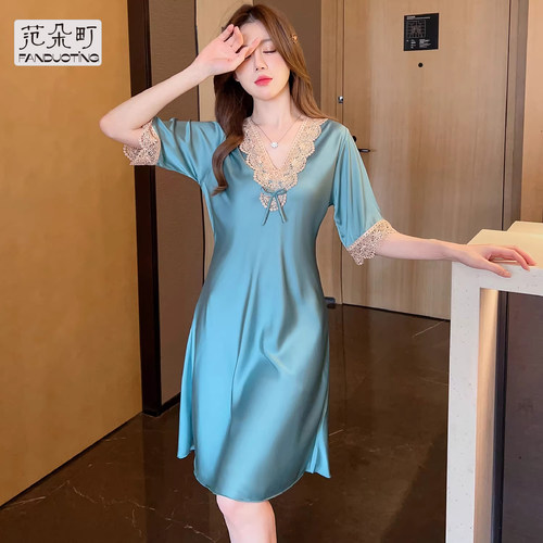 范朵町夏季冰丝性感睡裙