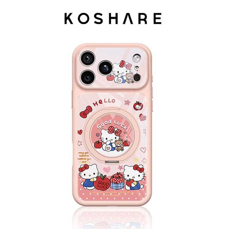 草莓猫咪适用苹果17promax手机壳iphone15一体支架16可爱14女生13