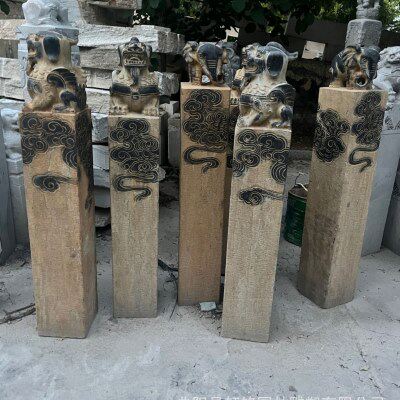 石雕拴马桩做旧狮子拴马桩青石仿古拴马桩庭院门口装饰家居摆件