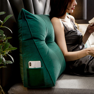 北欧床头靠垫大k靠枕网红卧室布艺榻榻米软包臻绒三角靠背可拆洗