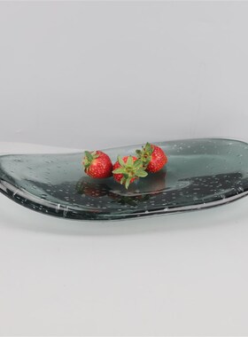 北欧创意琉璃盘摆件样板房售楼B部卧室客厅餐厅书房桌面家居饰品