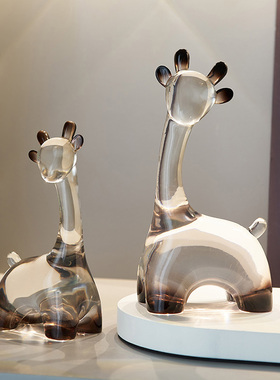 简约高级感透明小鹿摆件家居客厅F玄关电视柜办公室桌面装饰品