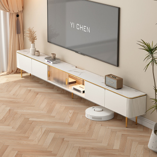 超薄电视柜茶几组k合简约奶油风小户型窄款 25cm岩板落地柜新款