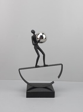 北欧创意抽象杂技运动人物金属摆件玄关卧室M书房客厅桌面家居饰