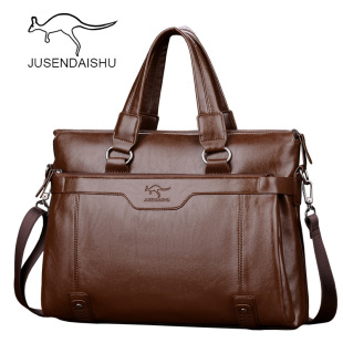 巨森袋鼠男包 单肩斜挎包 商务公文包韩版时尚包包真皮手提包男士