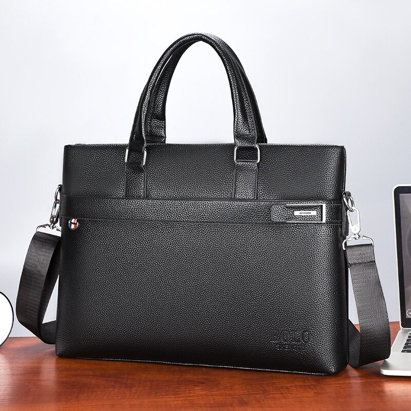 新款男士手提包商务公文包单肩斜挎包软PU皮电脑包休闲潮男包