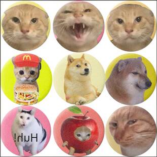 猫meme58mm加厚毛绒吧唧挂件抽象迷因圆头耄耋doge新鲜哥cheems