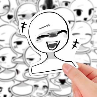 96张五官速写火柴人贴纸动漫人物表情素描参考装饰diy笔记本黏贴