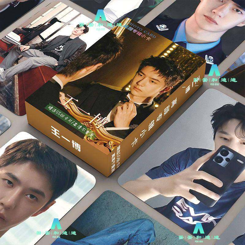 王一博小卡55张明星周边拍立得自印小卡三寸LOMO卡原创自制卡片
