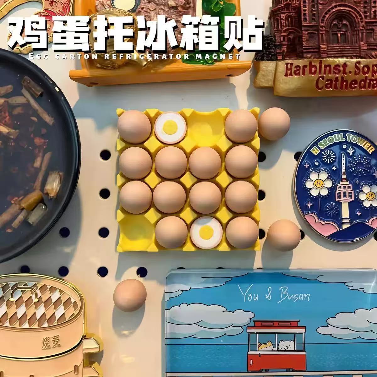 磁吸鸡蛋冰箱贴拍立得可写便签