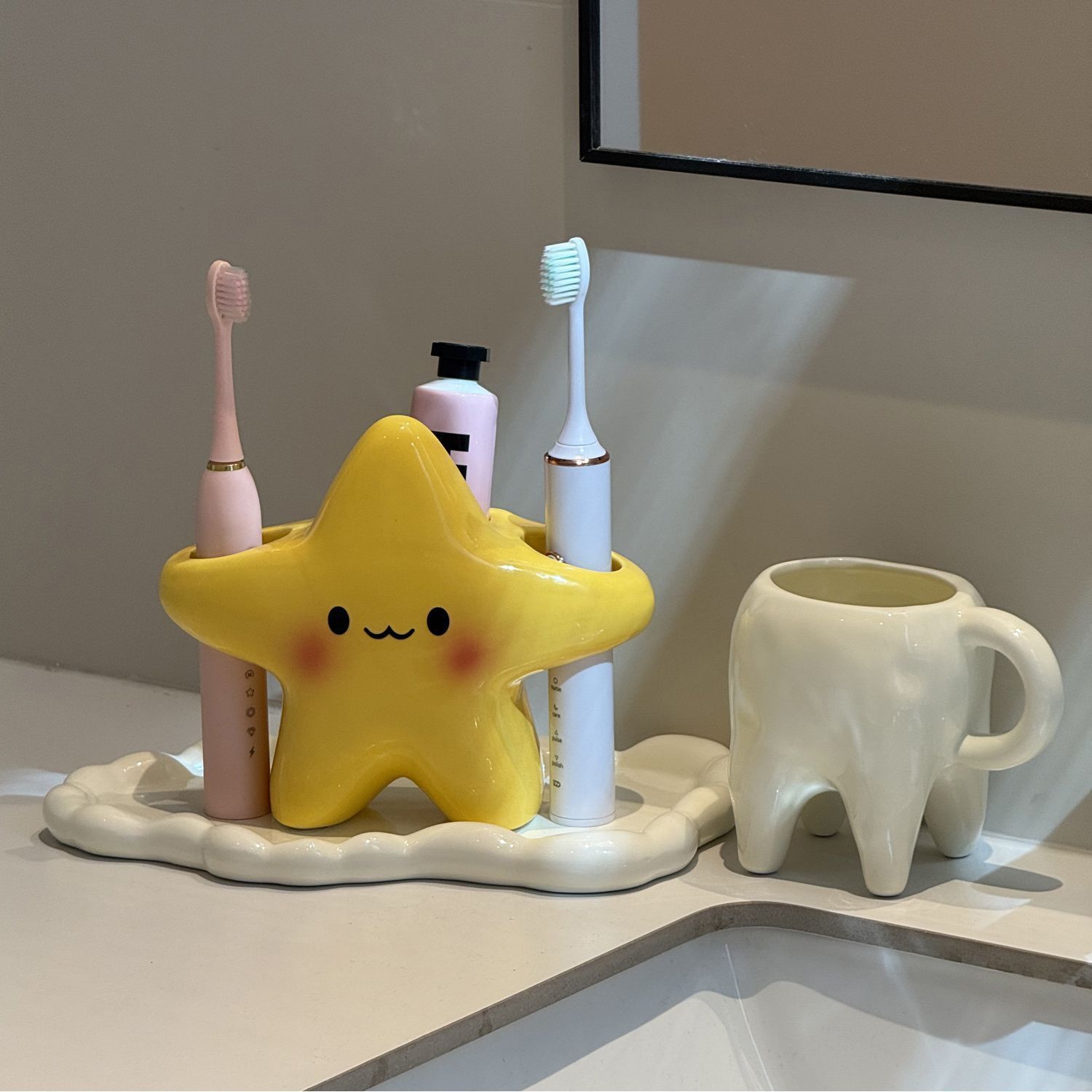 洗漱台星星ins情侣款牙刷架