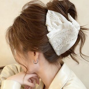 刺绣蕾丝路易斯抓夹女高级感2026新款大号发量大发夹后脑勺鲨鱼夹