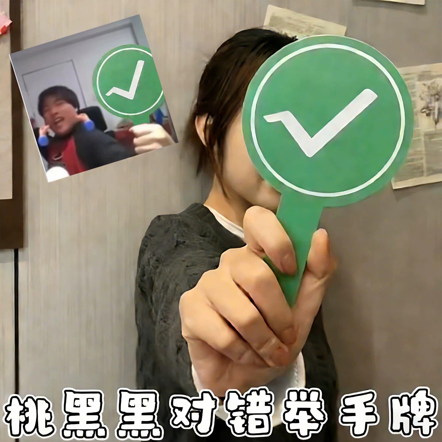 桃黑黑同款网红手举牌整蛊