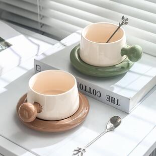 马卡龙撞色可爱陶瓷咖啡杯餐厅家用下午茶杯碟套装 欧式 早餐杯茶杯