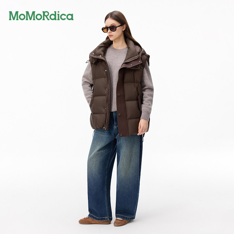 Momordica新款2026冬季连帽拉链立领羽绒服休闲宽松加厚马甲女士