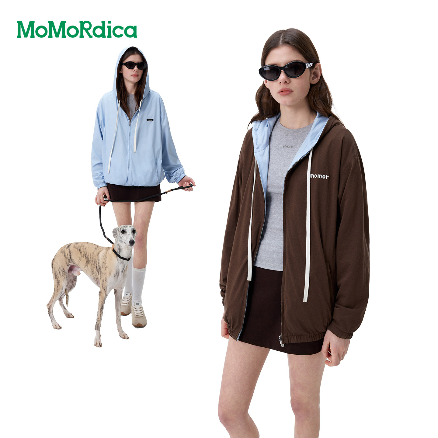 Momordica2026春新款撞色正反可穿连帽拉链开衫外套男女同款百搭