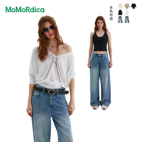 Momordica 针织衫/U领背心/破洞牛仔裤