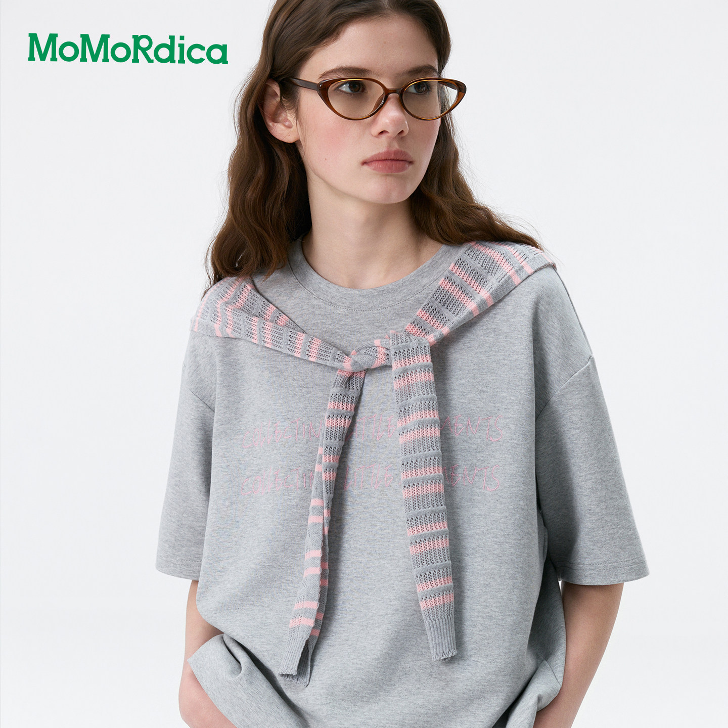 Momordica春夏撞色条纹披肩