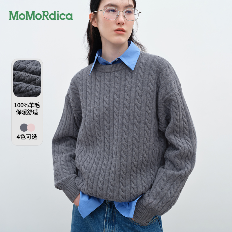 Momordica绣花宽松时尚通勤毛衣
