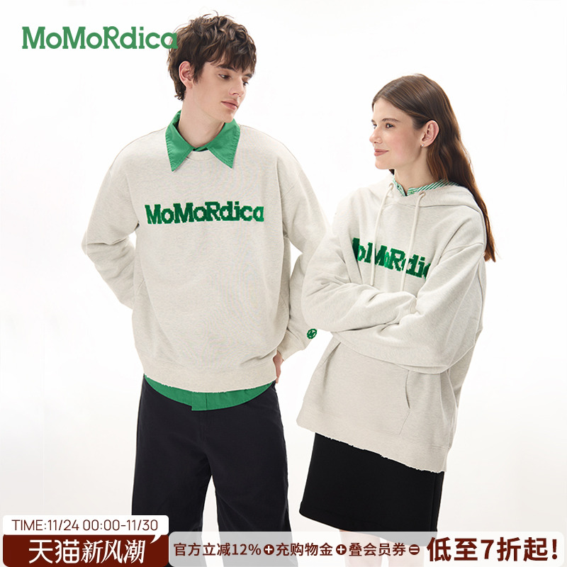 Momordica刺绣棉宽松卫衣上衣