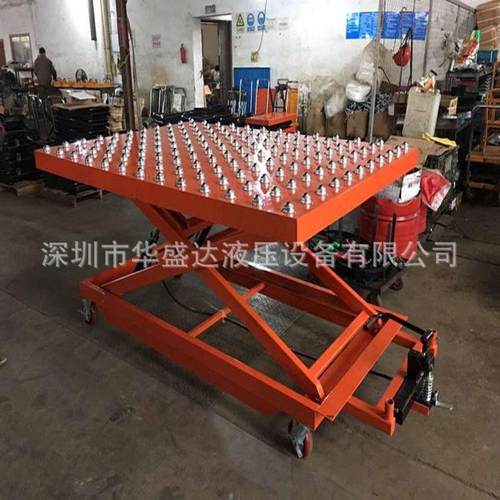 各种滚珠手动升降平台车万向球剪叉小平台手推脚踏液压牛眼平台车