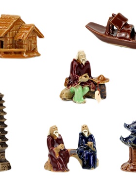 假山水景摆件客厅盆景装饰品小摆件吸水石造景上水石人物鱼缸造景