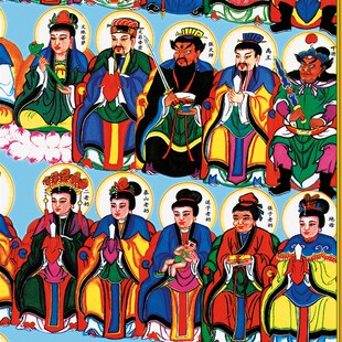 七十二位全神图神佛同堂 神像画 油画布挂画 天地全神 单幅包邮