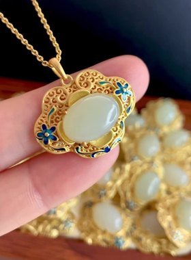 实拍925银镶珐琅如意锁吊坠热销首饰品锁骨链七夕节礼物