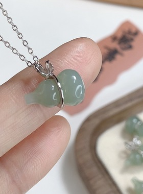 珠宝轻奢S925银镶和田玉葫芦吊坠小众设计感有证书