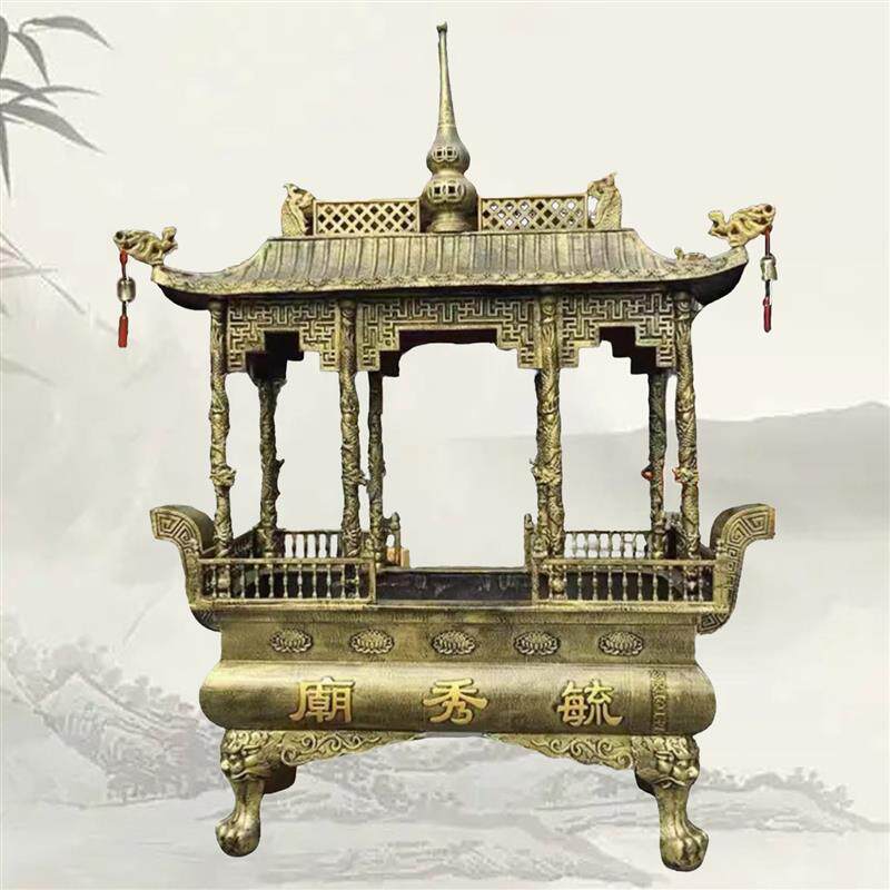 寺庙铸铁四龙柱纯铜定制八龙柱祠堂大型插香炉仿古长方形带盖香炉
